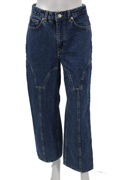 NA-KD Women Cropped High Rise Blue Jeans Size 36