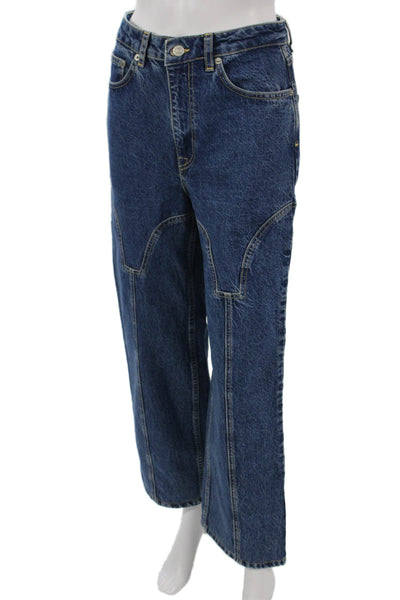 NA-KD Women Cropped High Rise Blue Jeans Size 36