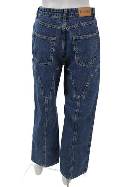 NA-KD Women Cropped High Rise Blue Jeans Size 36