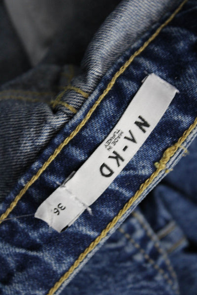 NA-KD Women Cropped High Rise Blue Jeans Size 36