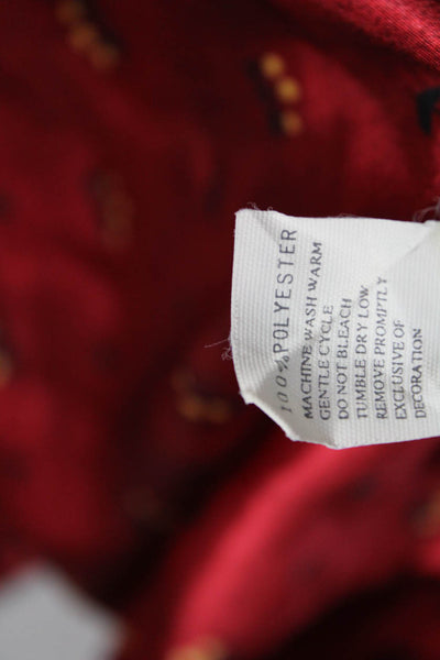 Josie Natori Womens Satin Floral Lace Trim Robe Red Size S