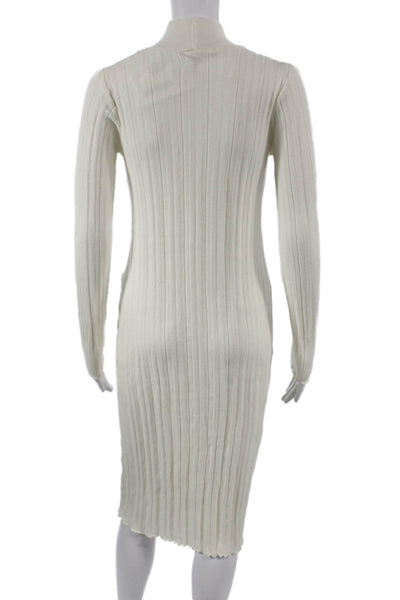 Zara Women Sweater Dress White Viscose Long Sleeve Mock Neck Size M