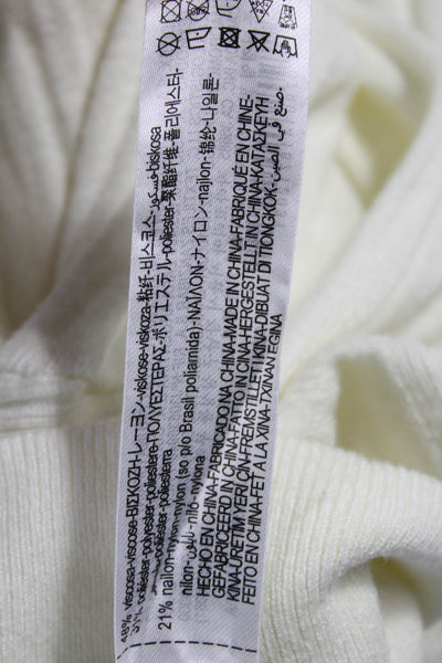 Zara Women Sweater Dress White Viscose Long Sleeve Mock Neck Size M