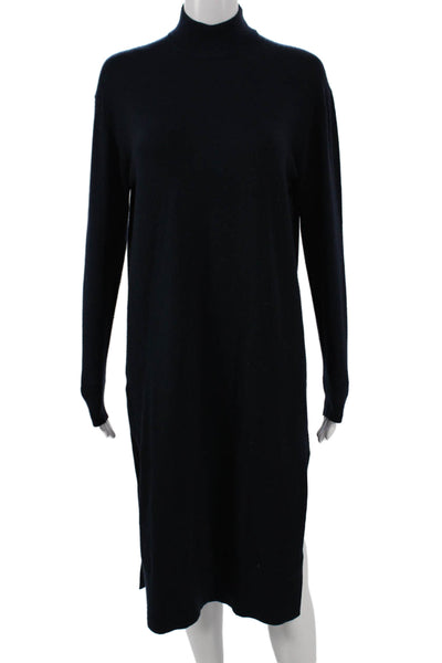 MNG Women Sweater Dress Blue Mock Neck Long Sleeve Viscose Size XS