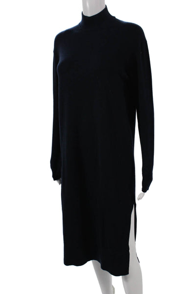 MNG Women Sweater Dress Blue Mock Neck Long Sleeve Viscose Size XS