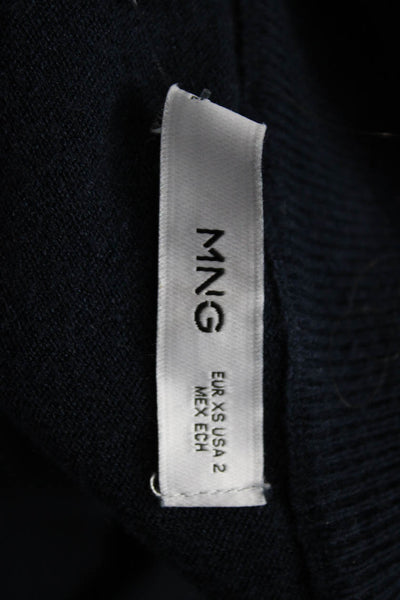 MNG Women Sweater Dress Blue Mock Neck Long Sleeve Viscose Size XS