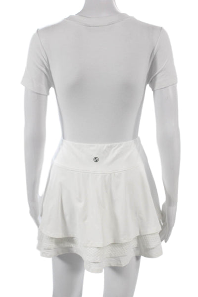 Lija Womens Athletic Skort White Nylon Short Size L