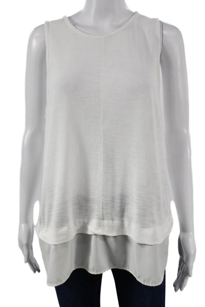 J Crew Women Tunic White Viscose Sleeveless Round Neck Size XL