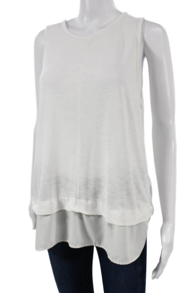 J Crew Women Tunic White Viscose Sleeveless Round Neck Size XL