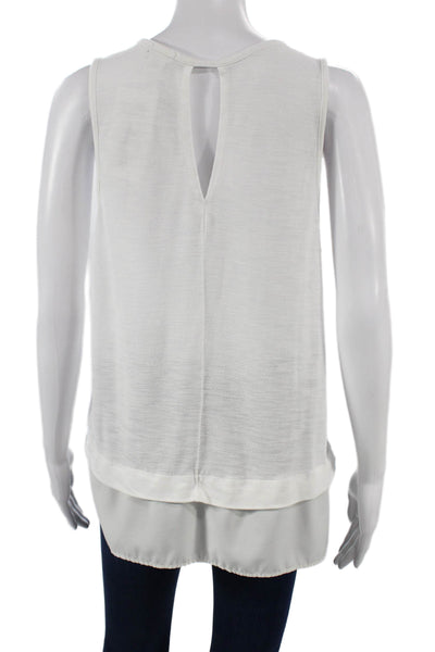J Crew Women Tunic White Viscose Sleeveless Round Neck Size XL