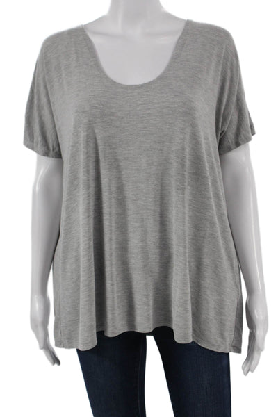 Quince Womens Scoop Neck Gray Rayon From Bamboo T Shirt Short Sleeve Size M