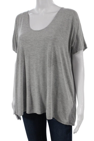 Quince Womens Scoop Neck Gray Rayon From Bamboo T Shirt Short Sleeve Size M