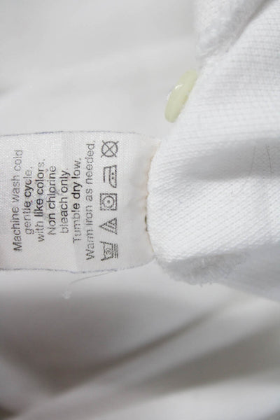 J Crew Women Polo Tunic White Cotton Collared Short Sleeve Size L