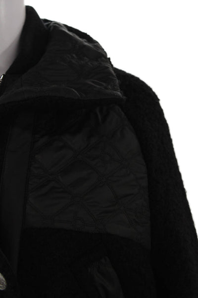Hermes Womens Bomber Jacket Virgin Wool Black Snap Long Sleeve Size 34
