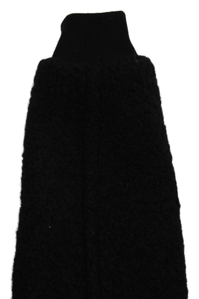 Hermes Womens Bomber Jacket Virgin Wool Black Snap Long Sleeve Size 34