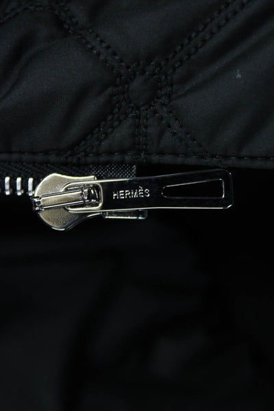 Hermes Womens Bomber Jacket Virgin Wool Black Snap Long Sleeve Size 34