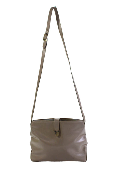 Salvatore Ferragamo Womens Leather Snap Closure Shoulder Handbag Beige