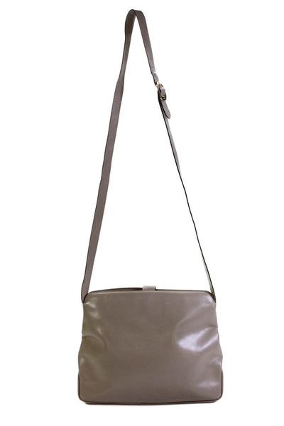 Salvatore Ferragamo Womens Leather Snap Closure Shoulder Handbag Beige