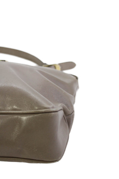Salvatore Ferragamo Womens Leather Snap Closure Shoulder Handbag Beige