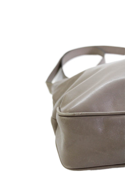 Salvatore Ferragamo Womens Leather Snap Closure Shoulder Handbag Beige