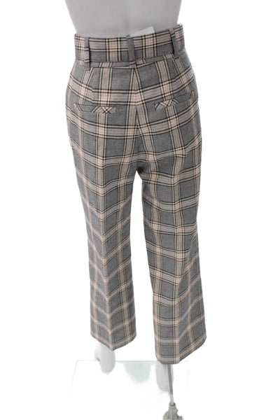 Joie Womens Cropped Plaid Cotton Pants Buckle Gray Size 00
