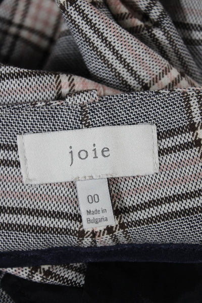 Joie Womens Cropped Plaid Cotton Pants Buckle Gray Size 00