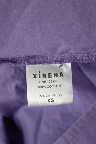 Xirena Women Cropped Purple Cotton Collared Long Sleeve Button-Up Size XS