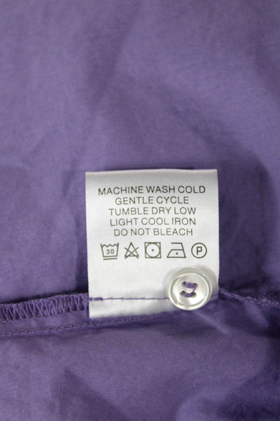Xirena Women Cropped Purple Cotton Collared Long Sleeve Button-Up Size XS