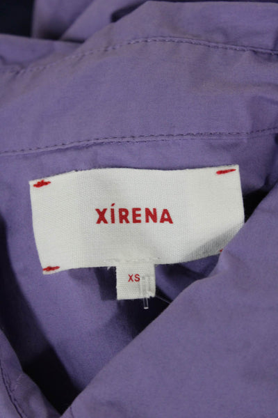 Xirena Women Cropped Purple Cotton Collared Long Sleeve Button-Up Size XS