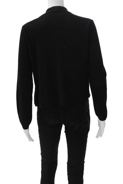 Zoe Couture Women Black Cashmere Wrap Sweater V-Neck Long Sleeve Size S