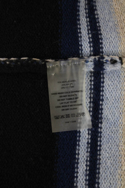 Margaret OLeary Women Sleeveless Striped Merino Wool Vest Sweater Beige Size S