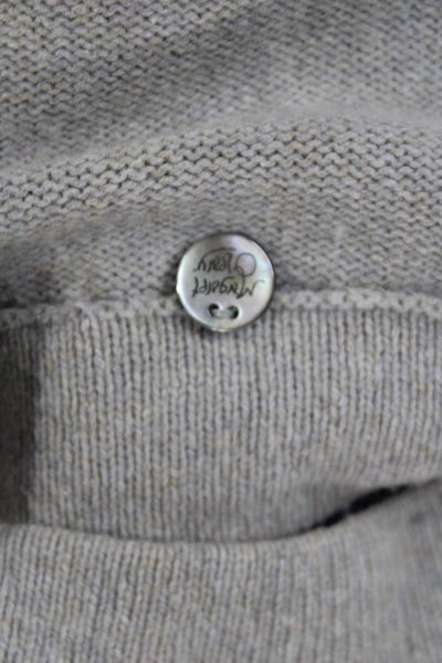 Margaret OLeary Women Sleeveless Striped Merino Wool Vest Sweater Beige Size S