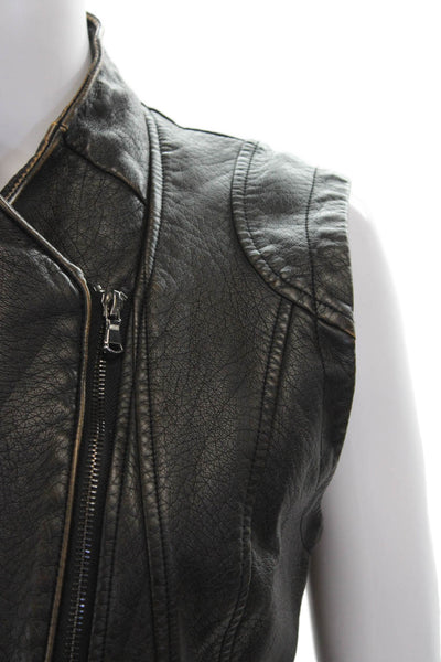 JKT Womens Biker Vest Black Polyurethane Sleeveless Zip Size S