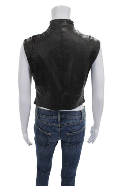 JKT Womens Biker Vest Black Polyurethane Sleeveless Zip Size S