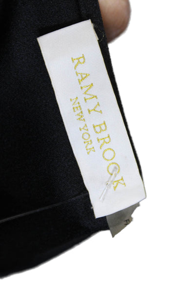 Ramy Brook Women Black Boat Neck Long Sleeve Basic Blouse Acrylic Size S