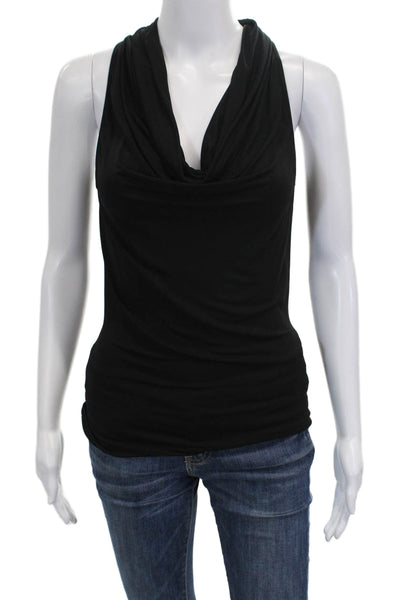 Michael Kors Women Black Rayon Cowl Neck Basic Tank Sleeveless Size 4