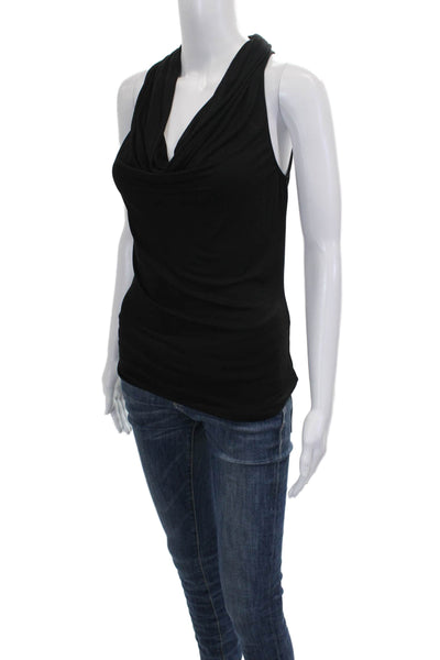 Michael Kors Women Black Rayon Cowl Neck Basic Tank Sleeveless Size 4