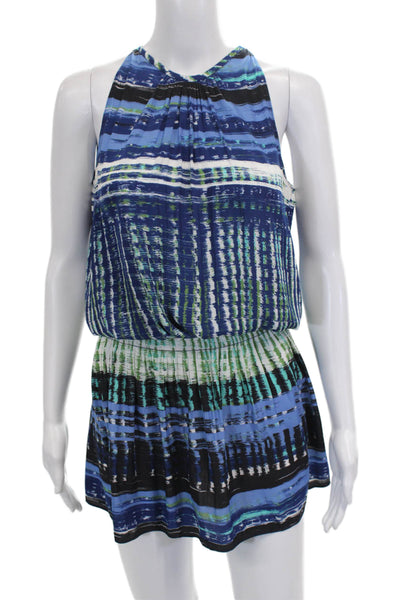 Ramy Brook Womens Striped Halter Blouson Short Dress Multicolor Size XS