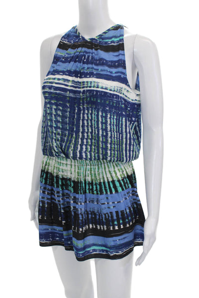 Ramy Brook Womens Striped Halter Blouson Short Dress Multicolor Size XS