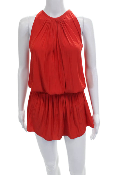 Ramy Brook Womens Tunic Halter Sleeveless Red Button Polyester Size XS