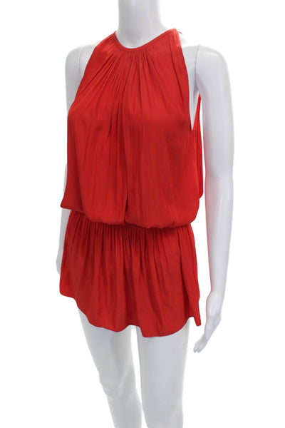 Ramy Brook Womens Tunic Halter Sleeveless Red Button Polyester Size XS