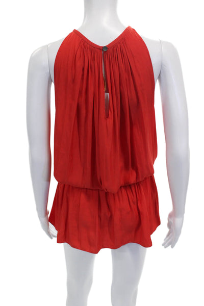 Ramy Brook Womens Tunic Halter Sleeveless Red Button Polyester Size XS