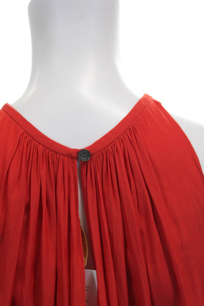 Ramy Brook Womens Tunic Halter Sleeveless Red Button Polyester Size XS