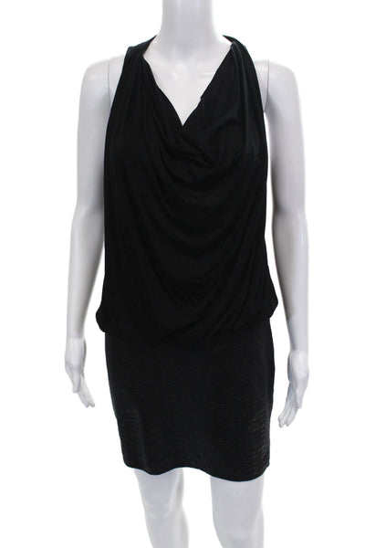 Fifteen Twenty Womens Faux Leather Cowl Neck Mini Dress Black Size XS