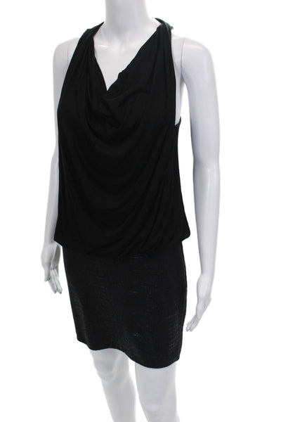 Fifteen Twenty Womens Faux Leather Cowl Neck Mini Dress Black Size XS