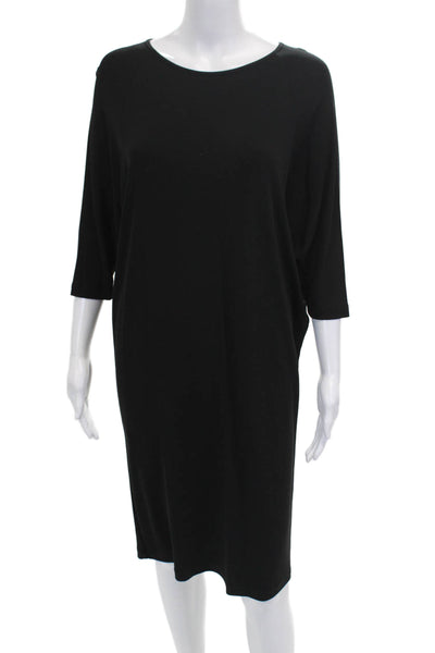 Michael Kors Women Black Shift Dress 3/4 Sleeve Rayon Size 2