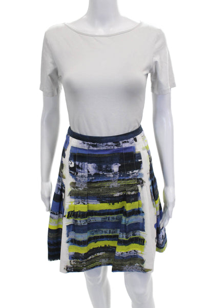 Akris Punto Women Multicolor Pleated Cotton Knee Length Skirt Size 6
