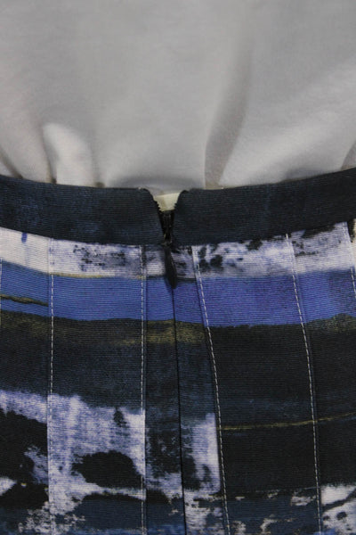 Akris Punto Women Multicolor Pleated Cotton Knee Length Skirt Size 6
