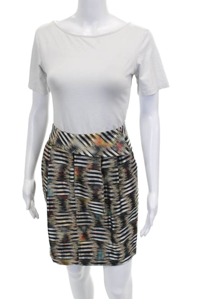 The Wrights Womens Striped Straight Pencil Skirt Multicolor Zip Size 6
