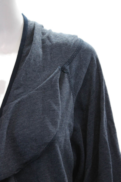 Hard Tail Womens Blue Cotton V Neck Cardigan Button 3/4 Sleeve Size S